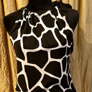 Michael Kors High Neck Tie Neck Print Top​